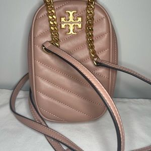 Tory Burch Kira Quilted Leather Phone Crossbody - Pink Moon